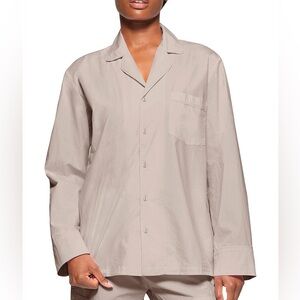 SKIMS Cotton Poplin Sleep Button Up Top Light Taupe Women’s Medium